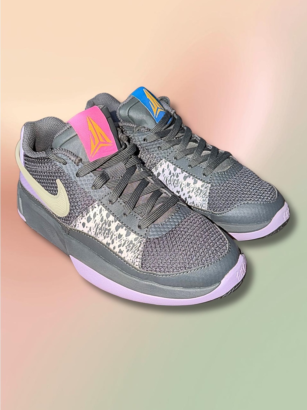 Nike Ja 2 GS 4.5Y Mismatched Pink Blue Grey Basketball Shoes